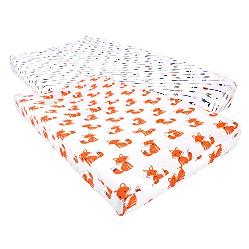 Image of Hudson Baby Unisex Baby Cotton Changing Pad Cover, Foxes, One Size