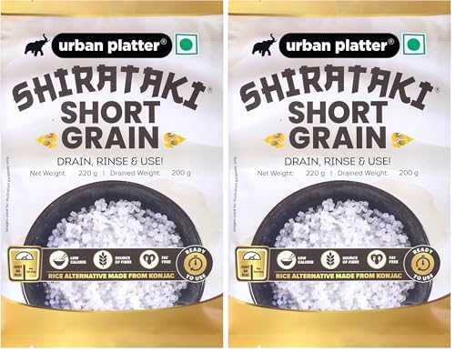 Image of Urban Platter Shirataki Short-Grain Rice, 220 g (Ultra Low-Carb, Low-Calorie, Keto-Friendly, Fat-Free, Gluten-Free Alternative To Rice) (Pack of 2)