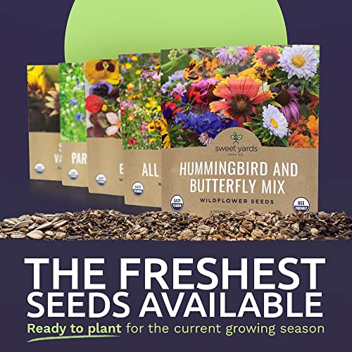 Bulk Wildflower Seeds Variety Pack - 5 Large Packets 5 Different Mixes - Over 1/4 Pound - More Than 30,000 Open Pollinated Seeds #TOP1
