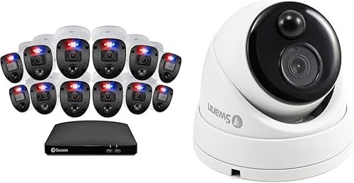 Swann Inicio DVR En, Cámara de 16 canales 12, vídeo 1080p, CCTV de vigilancia con cable interior o exterior, luces LED, 16468012 y sistema de cámara