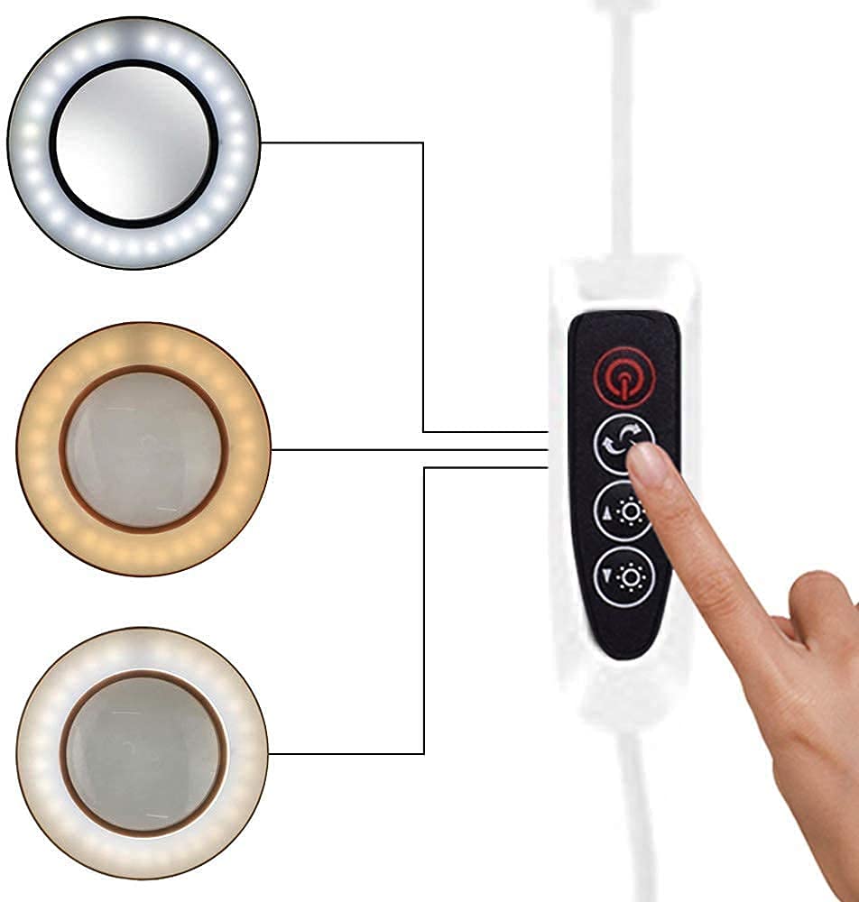 Lupa,do prac rzemieślniczych bez użycia rąk, lampa biurkowa USB 5X, regulowana lampka do czytania z obrotowym ramieniem, z 10 rodzajami jasności, używana do czytania, rękodzieła, pracy zamkn
