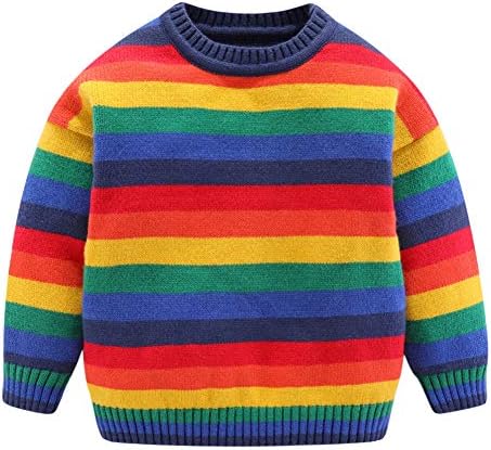 Mud Kingdom Cute Boys Sweater Colorful Rainbow Stripe Size 7-8
