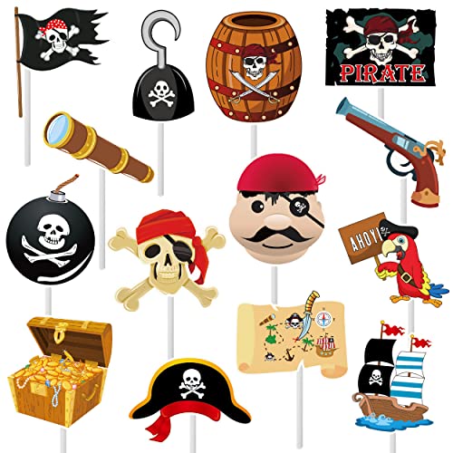 36Pcs Pirate Cupcake Toppers Pirate Party Decoration Nautical Sailing Cake Cupcake Picks For Pirate Theme Birthday Party Baby Shower Supplies #TOP8