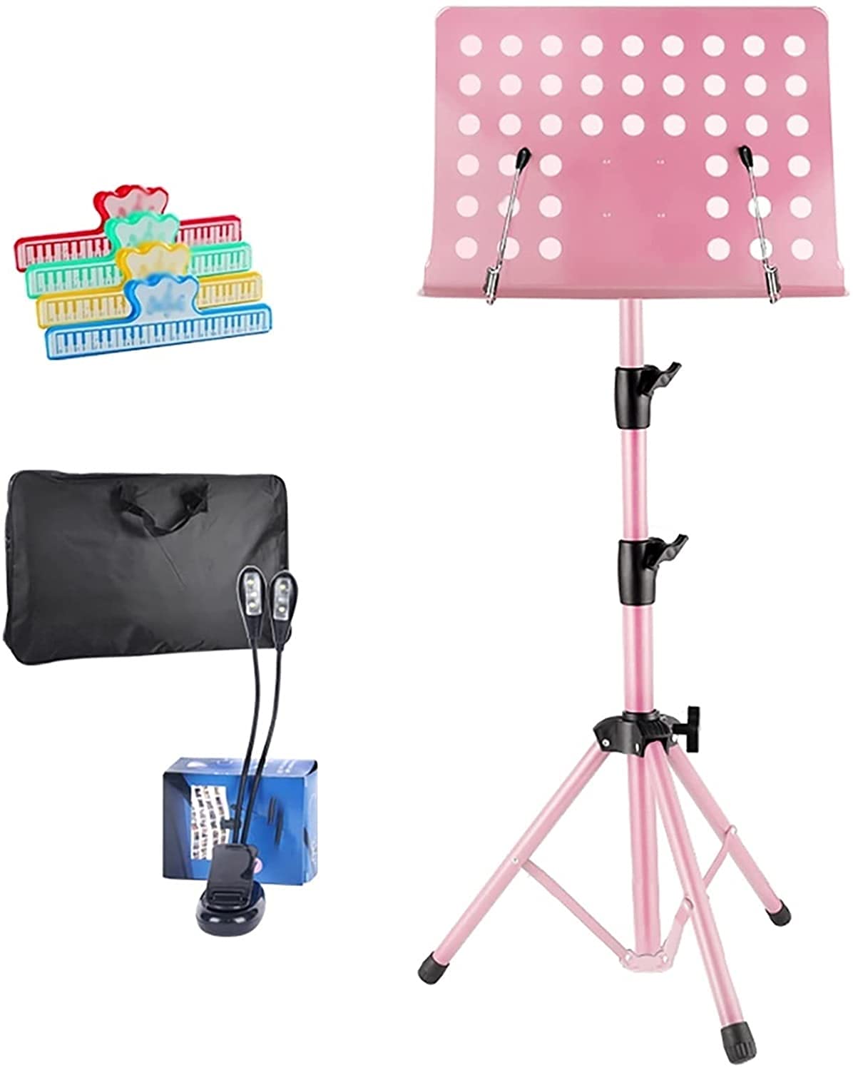 Soporte de música portátil Pastilla de música Orquestal Portátil con retenedores de página Altura Ajustable Piso Música Profesional Soporte (Color : Pink, Size : Style D)