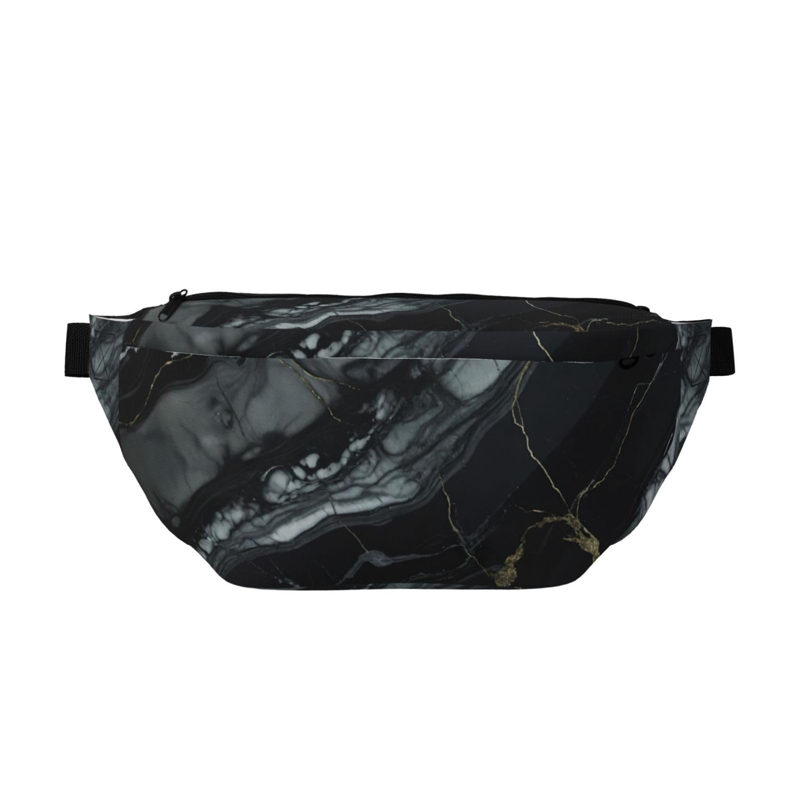 Sac banane de course léger imprimé marbre noir ceinture réglable running - 8