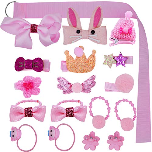 Image of Bembika Set of 18 Hairclips Hairpins Headwear Accessories for Girls Best Birthday Gift (Pink)