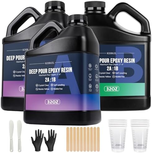 KISREL 96OZ Deep Pour Epoxy Resin Kit, 2:1 Clear 2-4" Casting Resin