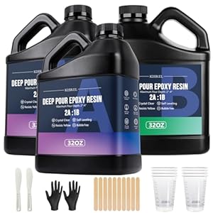 KISREL Deep Pour Epoxy Resin, 96OZ Resin Epoxy Kit (2:1) for 2-4 Inch Pour Depths，Bubble Free, Low Odour, Crystal Clear Casting Resin for Bar Tops, Table Tops, River Tables, Wood Fillers, Crafts