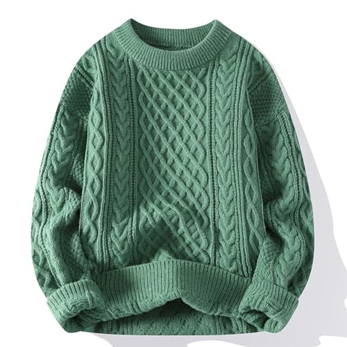 Mens Crewneck Cable Knit Sweater Textured Sweater Long Sleeve Pullover Sweaters Casual Ribbed Sweaters Soft Pullover2