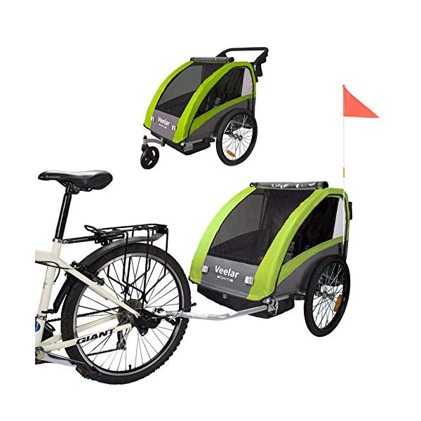 Tiggo Kinderanhänger mit Federung Jogger 2 in 1 Kinderfahrradanhänger Fahrradanhänger Anhänger
