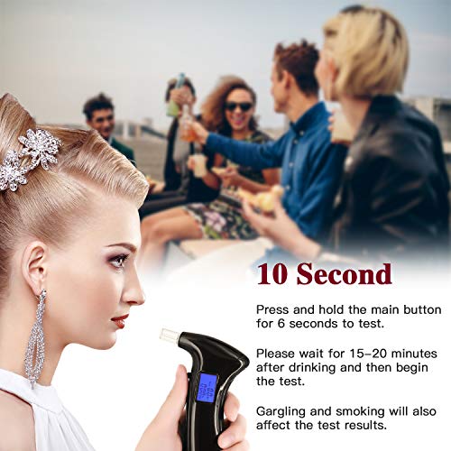 2021 Professional Breathalyzer, High Accuracy Portable Breath Alcohol Tester Digital LED Screen with 5 Mouthpieces + 1 Store Bag + Carrying Case and 1 x Key Chain - Thumbnail 7