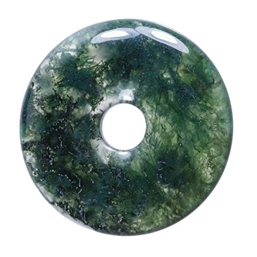 Lebensquelle Plus Colgante de ágata musgosa con piedras preciosas, diámetro de 30 mm