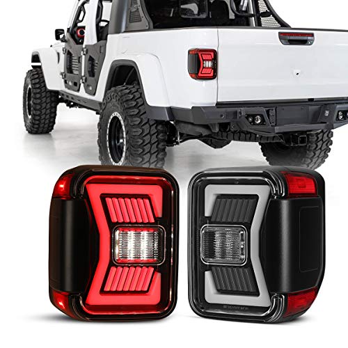 NIXON OFFROAD LED Tail Lights for 2019 2022 2022 JEEP Gladiator JT, High Intensity Led Taillights Assembly w  4D Clear Lens Running Lamps, Brake and Reverse Lights, Sequential Turn Signal Lamps