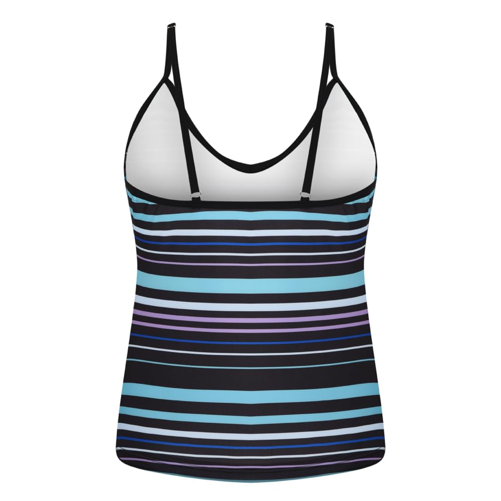 Costume da bagno da donna, due pezzi, tankini, top con pantaloncini, costume da bagno imbottito a vita bassa, costume da bagno sportivo, colore sfumato
