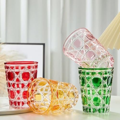 Tasse en verre coloré rétro 310ml au design gaufré unique