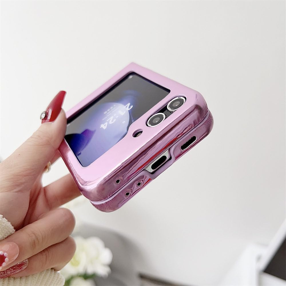 Funda de Lujo con diseño Brillante para Samsung Galaxy Z Flip 5 4 3 Z Flip 3 Z Flip 4 Z Flip 5, Carcasa de Silicona Suave con Revestimiento de Color sólido, Color Negro, para Samsung Z Flip 5