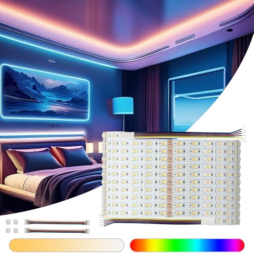 XXK C5 RGBCCT LED Strip Light 2700K-6000K, 16.4ft Flexible LED Ribbon Light, DC24V 608LEDs 14W/M 12mm Width Dimmable LED Tape Lights for Bedroom, Halloween, Christmas, TV, Kitchen Cabinet, Closet