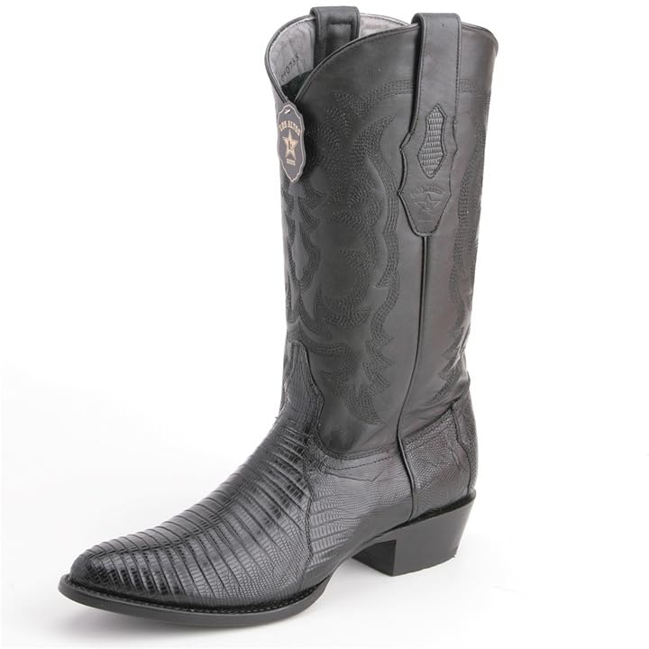 Image of Genuine Lizard Teju Black Round Toe Los Altos Men's Western Cowboy Boot 650705 (11 D)