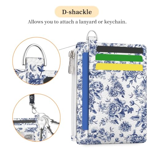 Image of Hancynir Floral Flower Credit Card Holder Small Wallet Women Slim RFID Cute