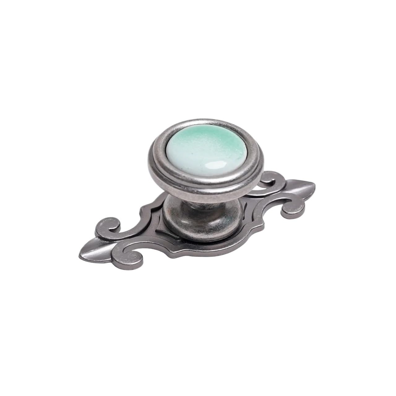 Qvorlth Green Vintage Cabinet Pulls 4Pcs Vintage Chinese Ceramic Cabinet Knob With Base Drawer Handle Cupboard Door Furniture Hardware Screw (Green)