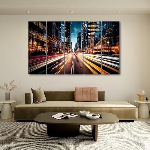 Image of The Castle Decor Fast Moving City Painting With Frame 5 Big Size (36x60) wall Art for Living Room,bedroom,drawing Room,hotels-wooden Framed-digital Painting