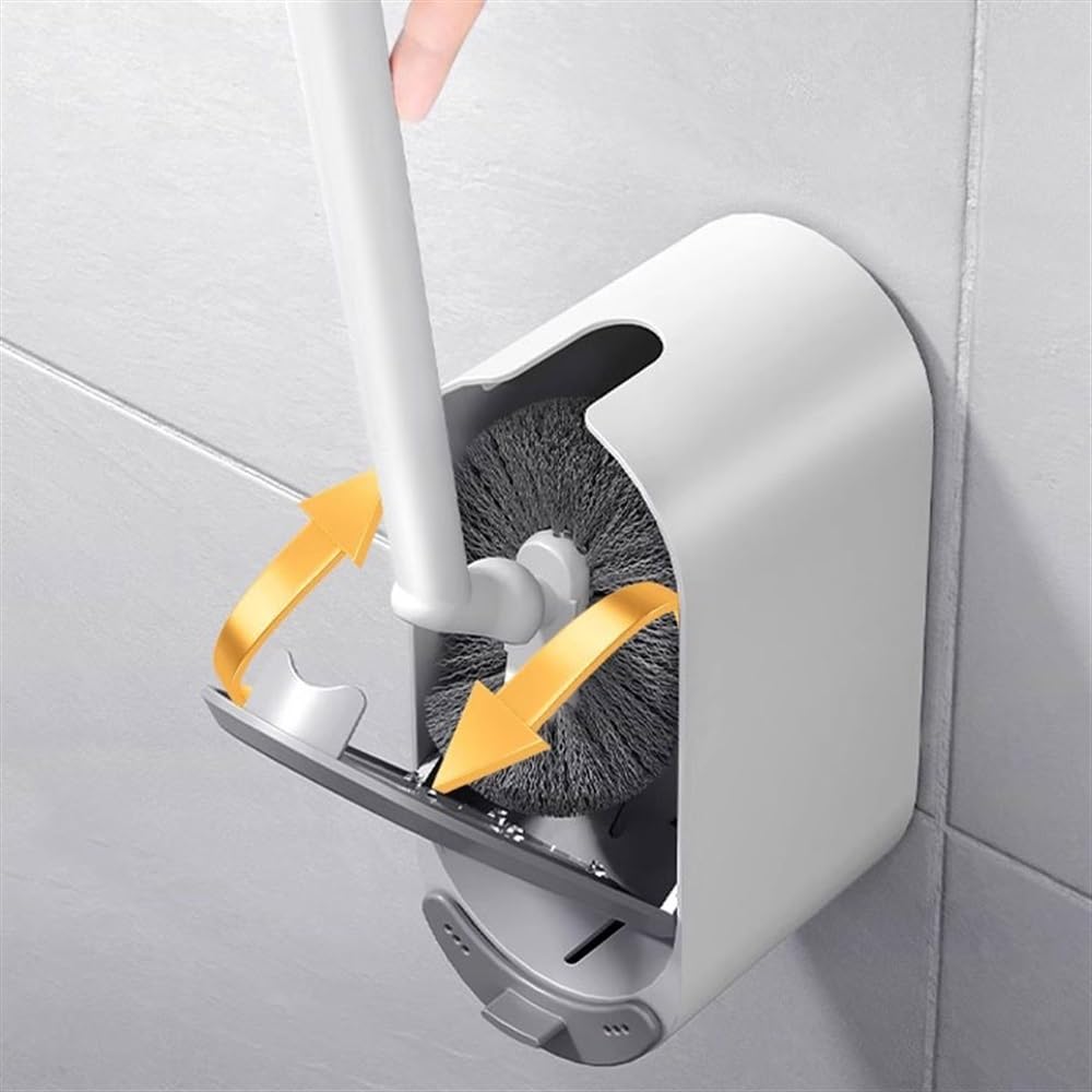 Flexible Toilettenbürste mit Wandhalter ohne Bohren Design Kunststoff Bad WC Reiniger mit weichen Borsten Platzsparendes WC Bürstenset