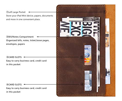 Leather Cover For 6"X9" Steno Notebook, Leather Folio Cover Compatible With 6X9 Spiral Steno Pads, A5 Notebook Organizer With Pen Loop - Brown #TOP3