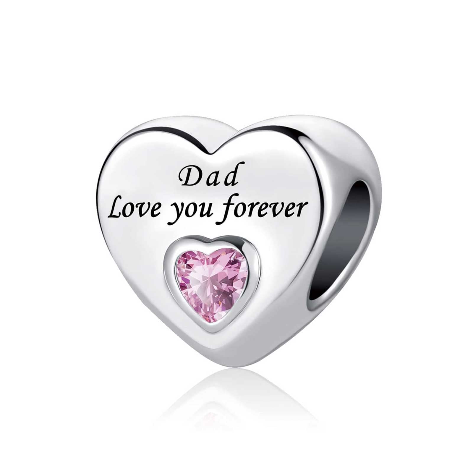 Birthday Pink Heart I Love You Forever Bead Charms Compatible with Pandora Bracelets for Dad Wife Granddaughter Mom Daughter Nan Auntie Grandma Sister Best Friends-image-11
