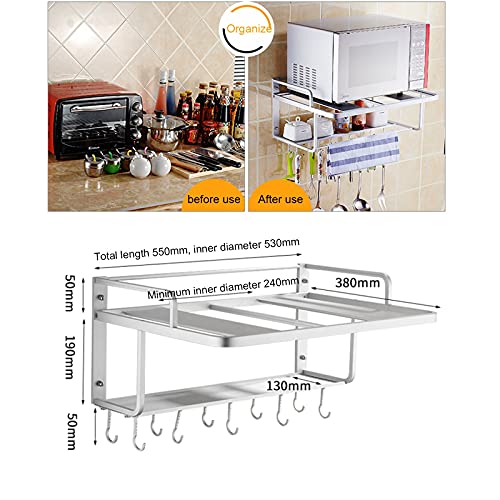 2 Tier Microwave Shelf Wall Mounted,Kitchen Metal Storage Rack With Hook,Universal Oven Wall Brackets Easy To Install #TOP1