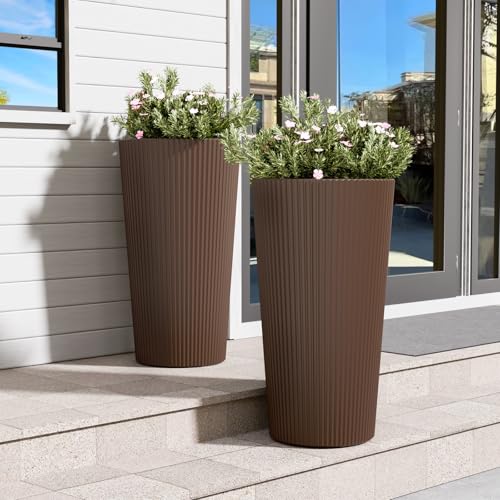 FONTOI 23.6 Large Outdoor Plastic Flower Pots (Set of 2)
