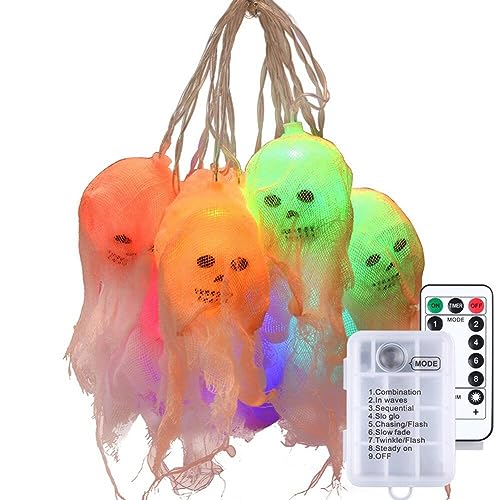 Hrippy Luz De Cuerda De Calavera De Halloween 2.5m 10 Led Scary Skeleton Light Fairy Battery Battery Light Decorative Light para Festivales Decoración De Fiestas
