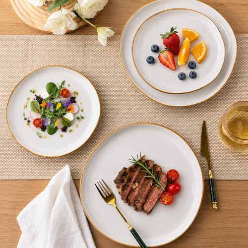 Image of AmorArc Ceramic Dinnerware Sets for 4, 12Pcs Plates and Bowls Sets Dishes | Stoneware Handmade Reactive Glaze Dinner Set, Highly Scratch Resistant | Dishwasher & Microwave Safe Dishware