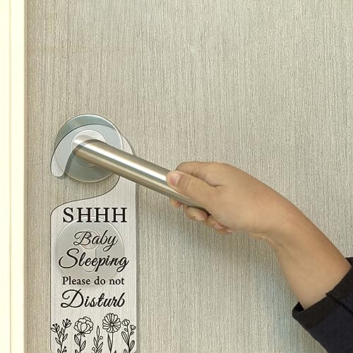 Image of CHGCRAFT 2Pack Baby Sleeping Door Hanger - Acrylic Notice Cute Baby Room Sign Decorations for Home, Living Room, Bedroom, Kindergarten - Gift for Parents