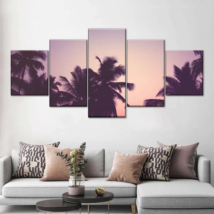 Tableaux décoration murale coucher du soleil violet pour salon