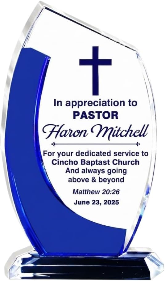 In Appreciation To Pastor Personalized Custom Shaped Squared Acrylic Plaque Desk Sign Keepsake Recognition Gift For Church Leader Ministry Decor