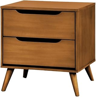 Bowery Hill 2-Drawer Mid-Century Solid Wood/Wood Veneer/MDF Nightstand in Oak