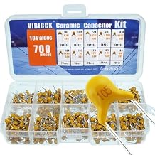 10 Type Values 700pcs Ceramic Capacitor Assortment kit Packaged with capacitors ranging from 0.1uf/100nF to 10uF in a Box