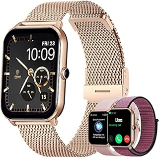 Dachma Uhr Damen Smartwatch Telefonfunktion - 1.85" Smart Watch Damen mit Whatsapp Funktion Rosen Gold smartwatch Android Swatch Uhren schrittzähler Uhr Damen Uhr smartwatch + 3 Armband smartwatch