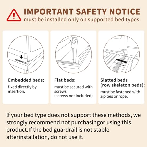 3-Piece Full Size Bed Rail for Toddlers - Height Adjustable Baby Bed Rail Guard with Headboard Rod,Safety Bed Rails for Full Size Bed with Child Lock(54x74.8x74.8 Inch)