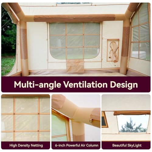 9.8x8.7ft Heightened Inflatable Glamping Tent, Stove Jack - Image 4