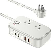 Vista 10 de Regleta de alimentación con puertos USB C, estación de carga USB C de 30 W con 2 tomacorrientes, 3 USB C y 2 USB A, cargador de viaje para múltiples