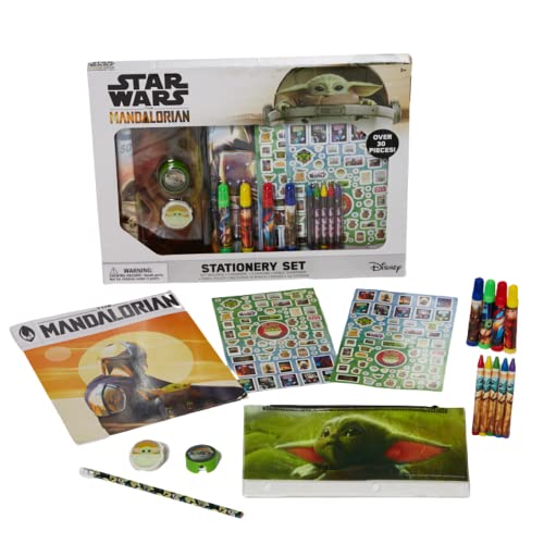 Product Image of the Disney Star Wars Baby Yoda Mandalorian Kids Coloring Set 30 Pc. w/Stickers & Pencil