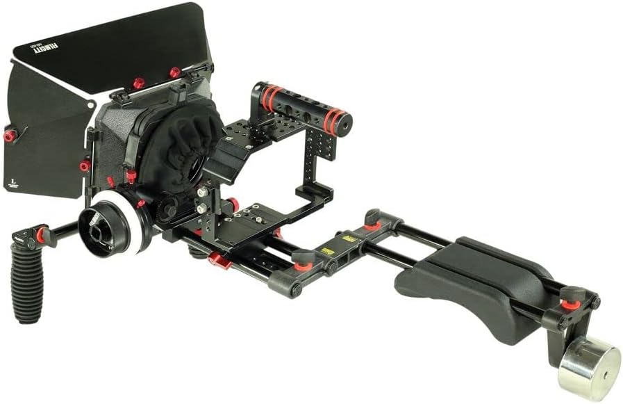FILMCITY Professional Shoulder Mount Rig Kit for GH4/ GH3/ A7/ A7r/ A7s Cameras | Offers Comfortable, Smooth & Stable Shots | Comes with Support Cage, Follow Focus & Matte Box (FC-A7G34-KIT)