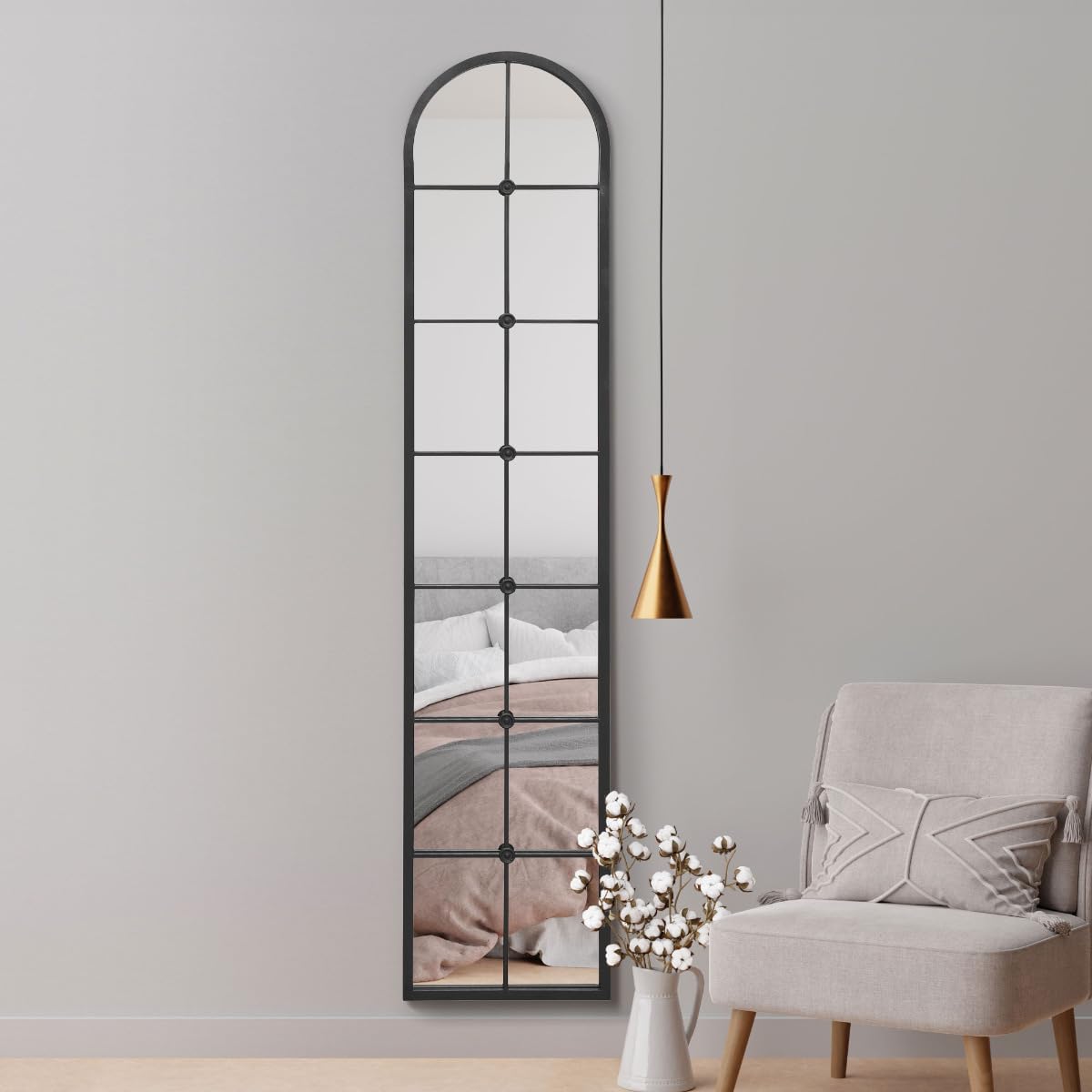 Mirroroutlet Unisex Black Framed Arched Leaner Wall Mirror 75" X 16" (190Cm X 40Cm) | : Size 1 Pack