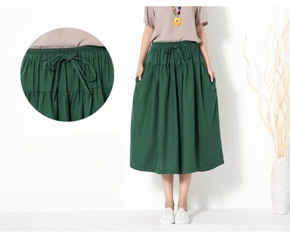 Weite Hose Damen, Damen-Hose Aus Baumwollleinen Mit Weitem Bein Culottes-Hose Einfarbig Spleißen Kordelzug Elastisch Hohe Taille Palazzo-Hose Lässig Lockere Swing-Cropped-Hose Oceanside-Hose