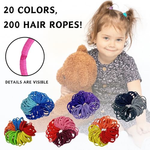 KEYRI 240 Pcs Hair Bands No Crease Hair Elastics Small Accessories Elastic Hairbands Ponytail Holders Hairs Tie Colorful Small Hairs Barrettes Snap Accessories for Kids (Multicolor) - Image 4