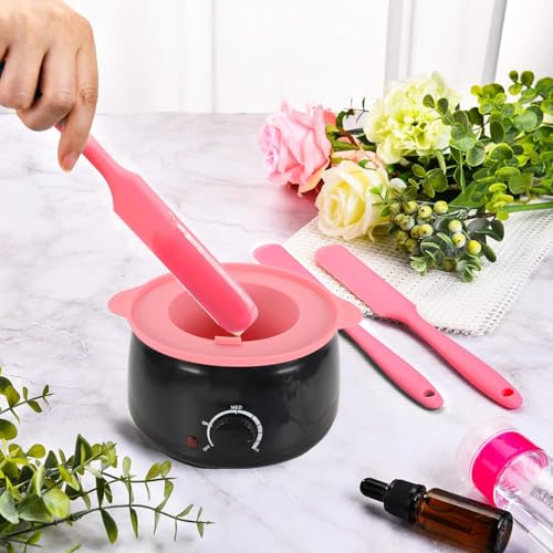 Image of 6Pcs silicone wax applicator Non-stick Waxing Applicator Hair Removal Sticks Applicator Spatula Reusable Hard Wax Scraper for Home Salon Body Use (Pink)