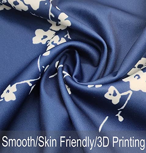 Fullveb M Blue Mixed Plum Flower Womens Casual Halter Neck Dress Sleeveless Floral Print A-Line Mini Sundress Dresses Summer For Beach Party Dress 2024 thumb #3