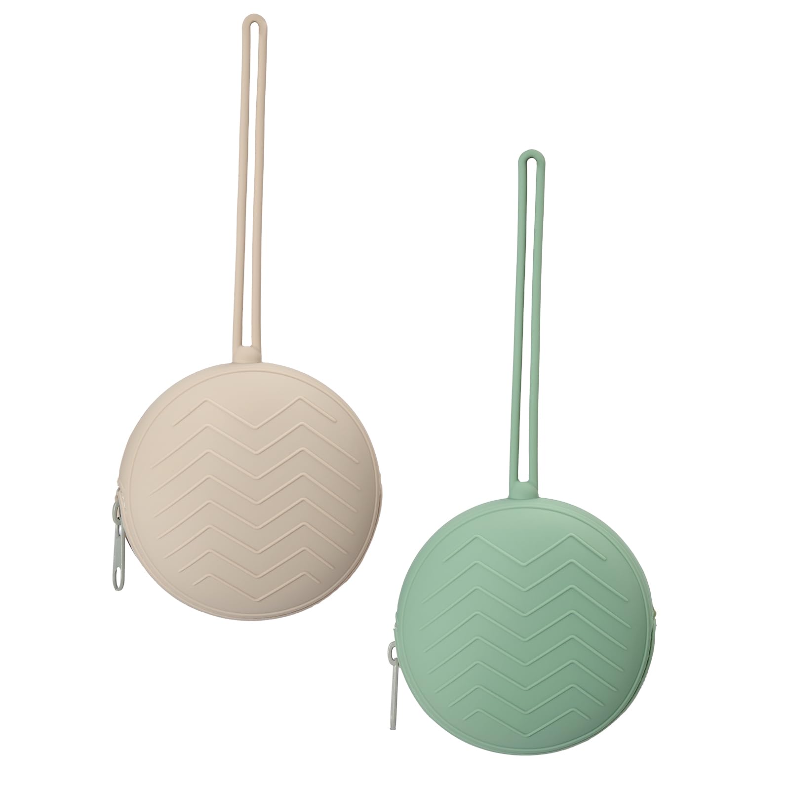 Schnullerbox für unterwegs - 2er Pack Silikon Schnullerbehälter Schnullerhalter - Leicht zu Reinigen (Grey/Green)