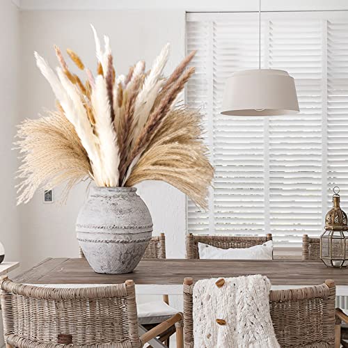 Hocarw 100 Pcs 17 Inch Natural Dried Pampas Grass Decor-Include White And Brown Pampas Grass, Reed,Bunny Tails.boho Home Decor,Farmhouse Party Decor,Wedding Flower Arrangements And Table Decor. #TOP5